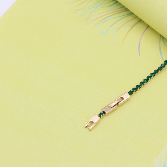 "Rose Gold Tennis Bracelet with Green Stones, XPBL0782 - Picture 6 of 12